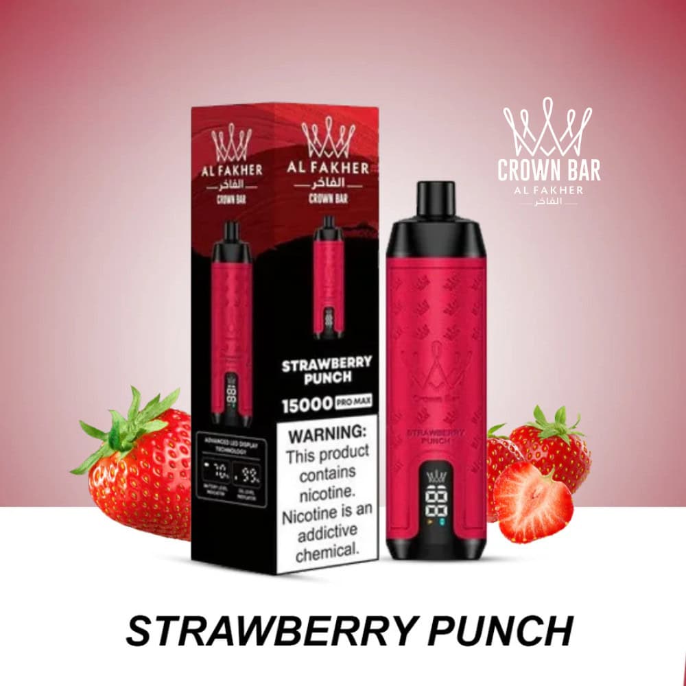 Strawberry Punch By Al Fakher Crown Bar Pro Max 15K Puffs Disposable Pod